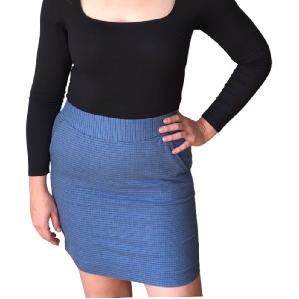 L.L. Bean blue checkered pencil skirt